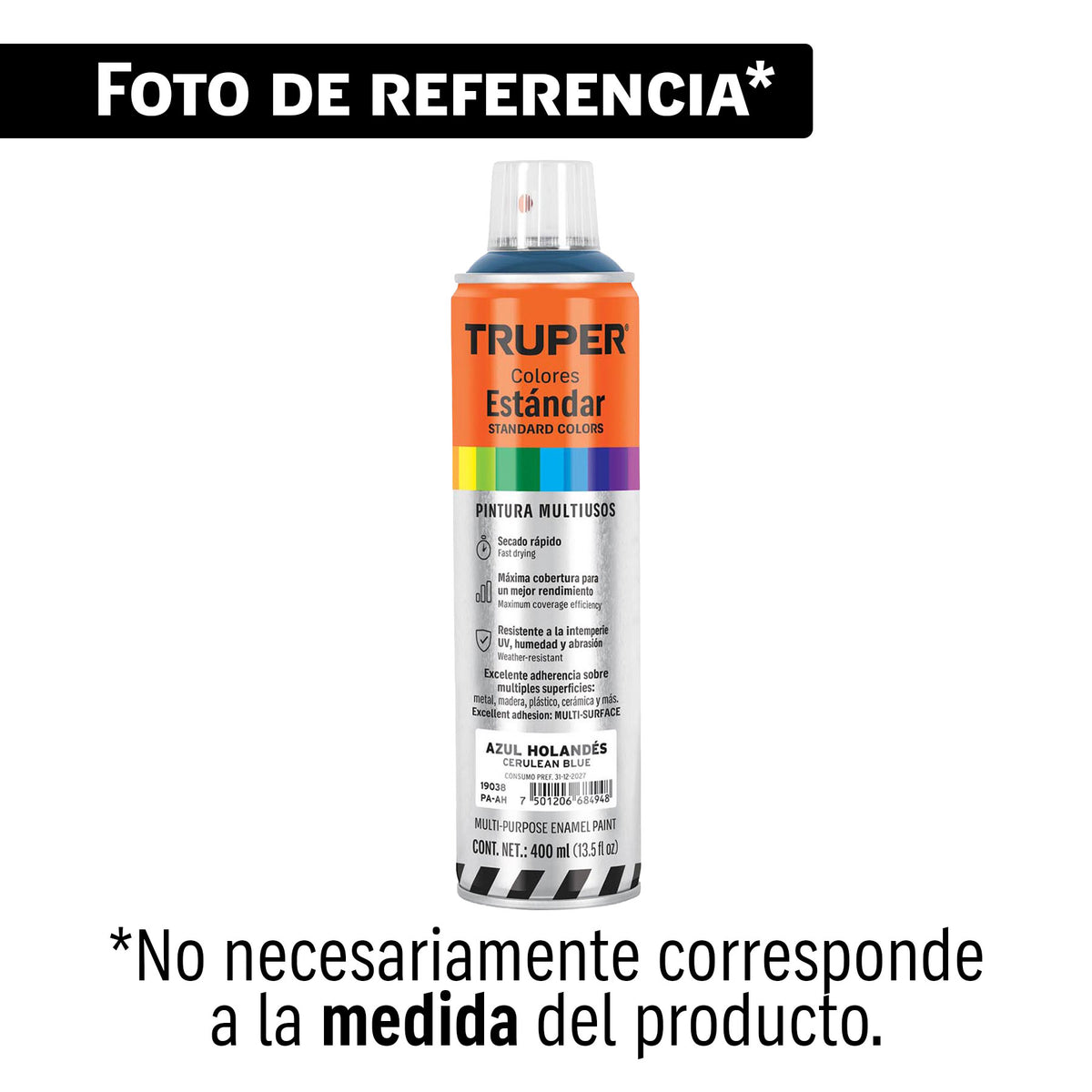 Pintura aerosol violeta bote esbelto 400 ml TRUPER — foto oficial 1