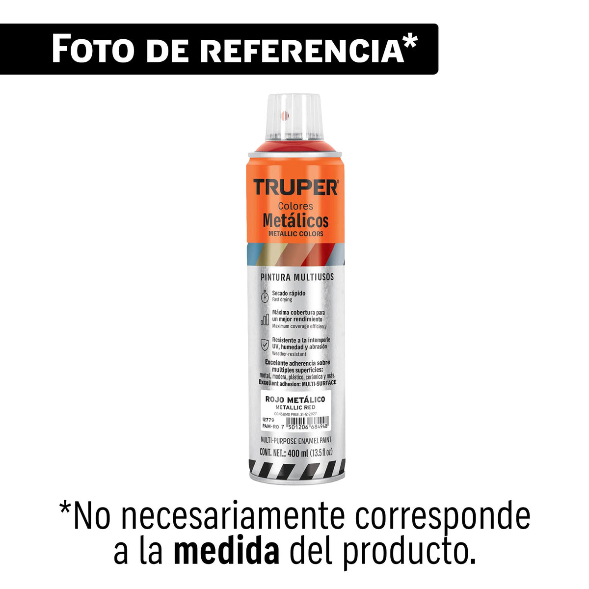 Pintura en aerosol verde metálico bote esbelto 400 ml — foto oficial 1