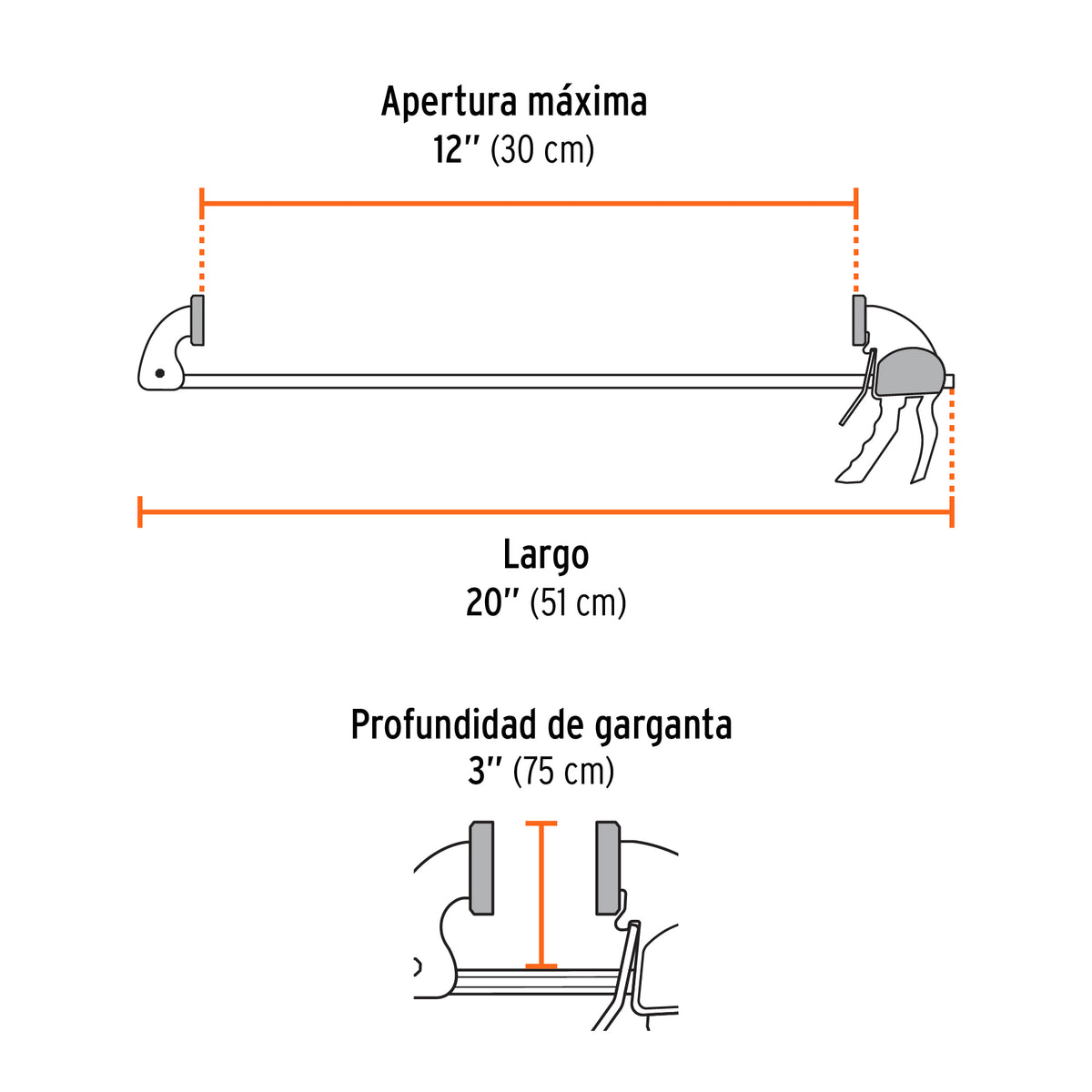 Prensa de ajuste rápido 12' uso rudo, cuerpo nylon, EXPERT, Expert, SKU 100143 — vista 3