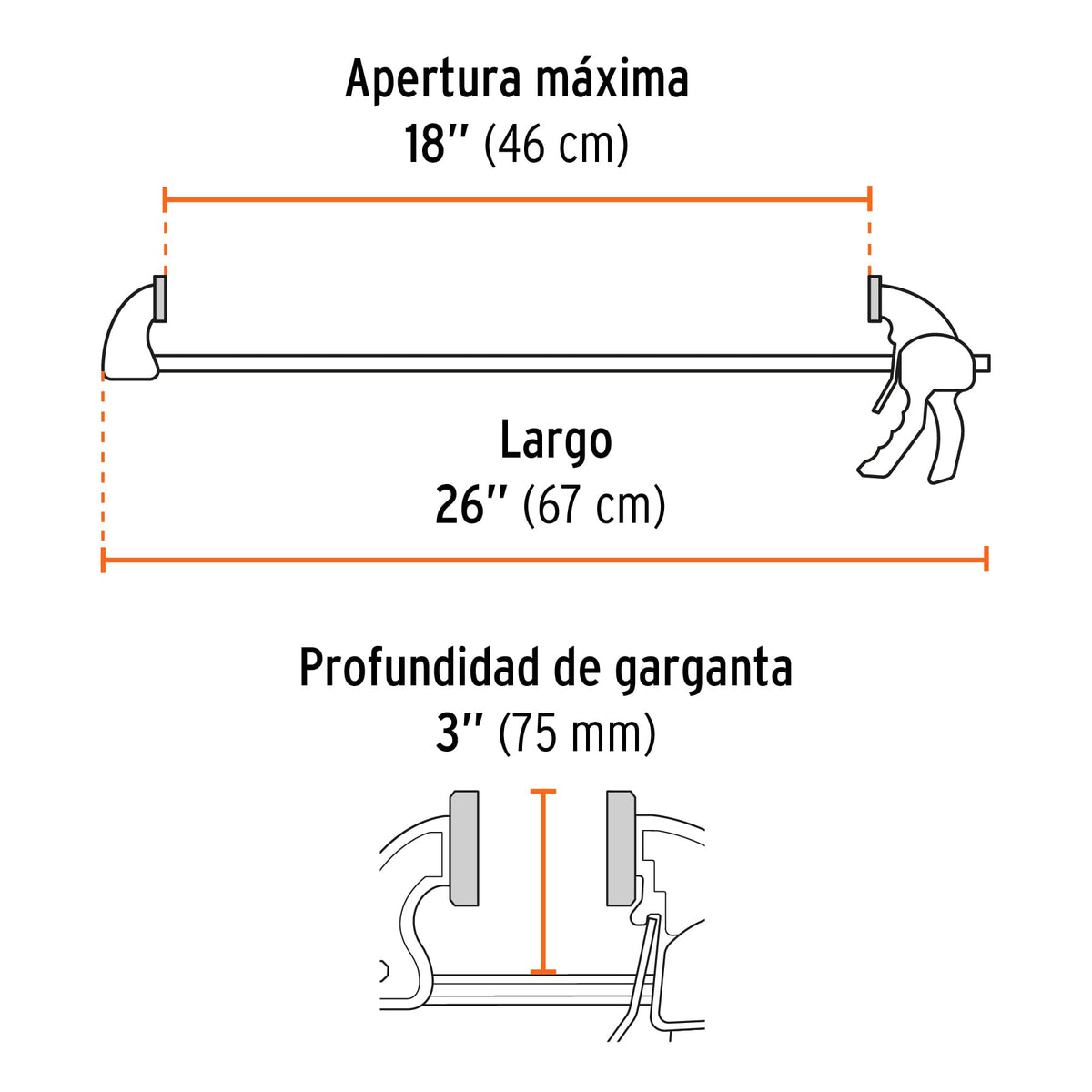 Prensa de ajuste rápido 18' uso rudo, cuerpo nylon, EXPERT, Expert, SKU 102629 — vista 4