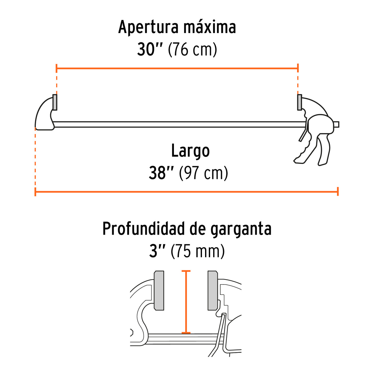 Prensa de ajuste rápido 30' uso rudo, cuerpo nylon, EXPERT, Expert, SKU 102640 — vista 4