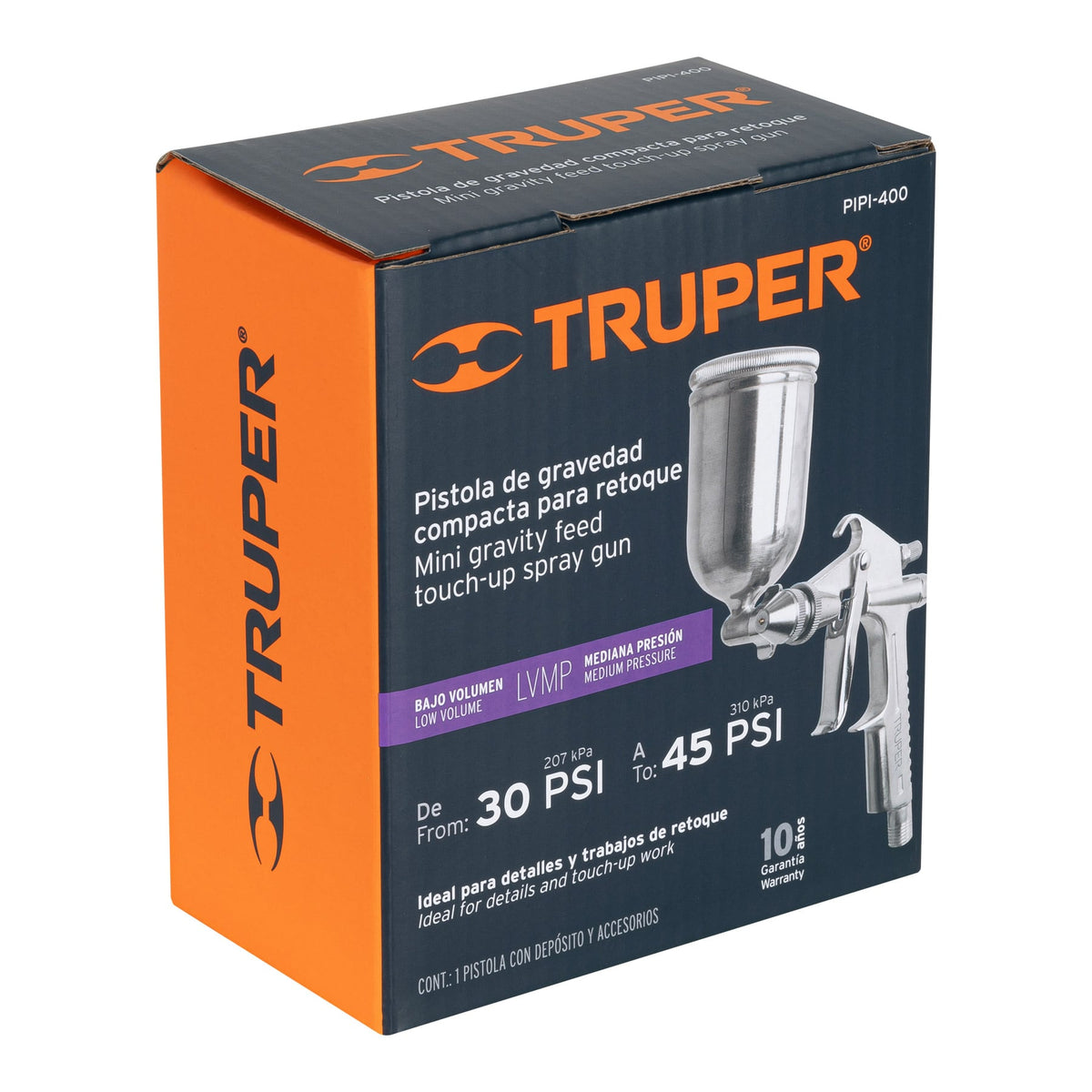 Pistola para retoque LVMP vaso aluminio, 0.5 mm, TRUPER — foto oficial 2