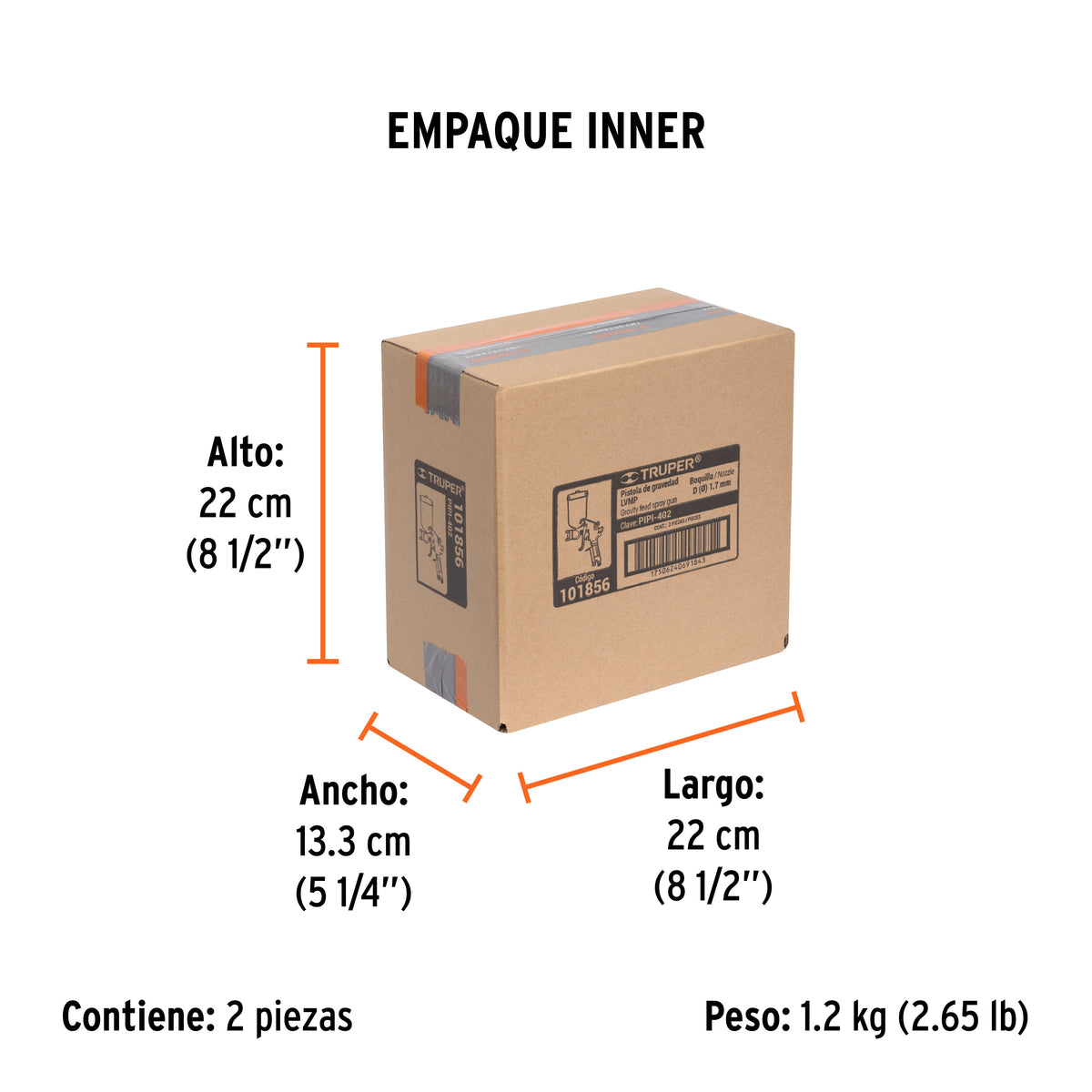 Pistola para pintar LVMP vaso plástico, 1.7 mm, TRUPER, Truper, SKU 101856 — vista 6