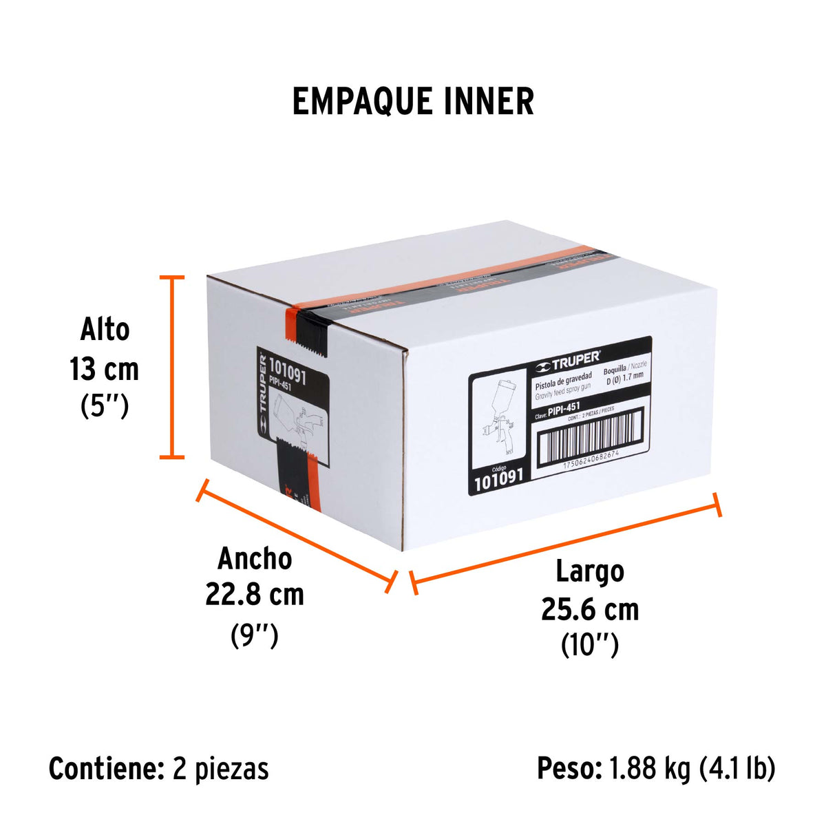 Pistola para pintar LVLP vaso plástico, 1.7 mm, TRUPER, Truper, SKU 101091 — vista 6