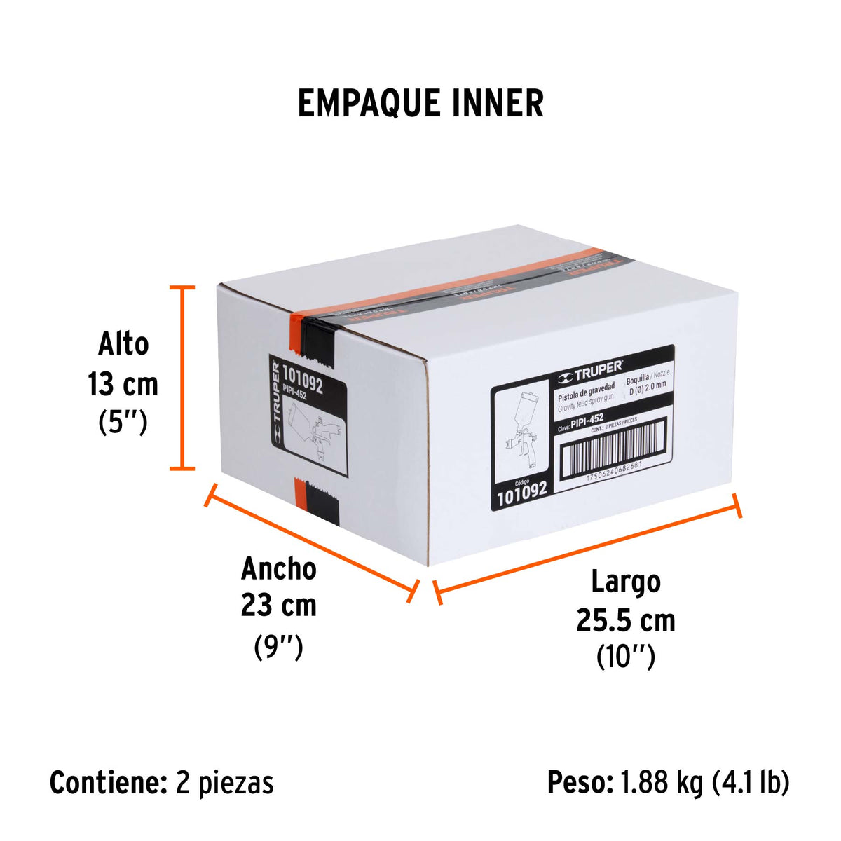Pistola para pintar LVLP vaso plástico, 2.0 mm, TRUPER, Truper, SKU 101092 — vista 6