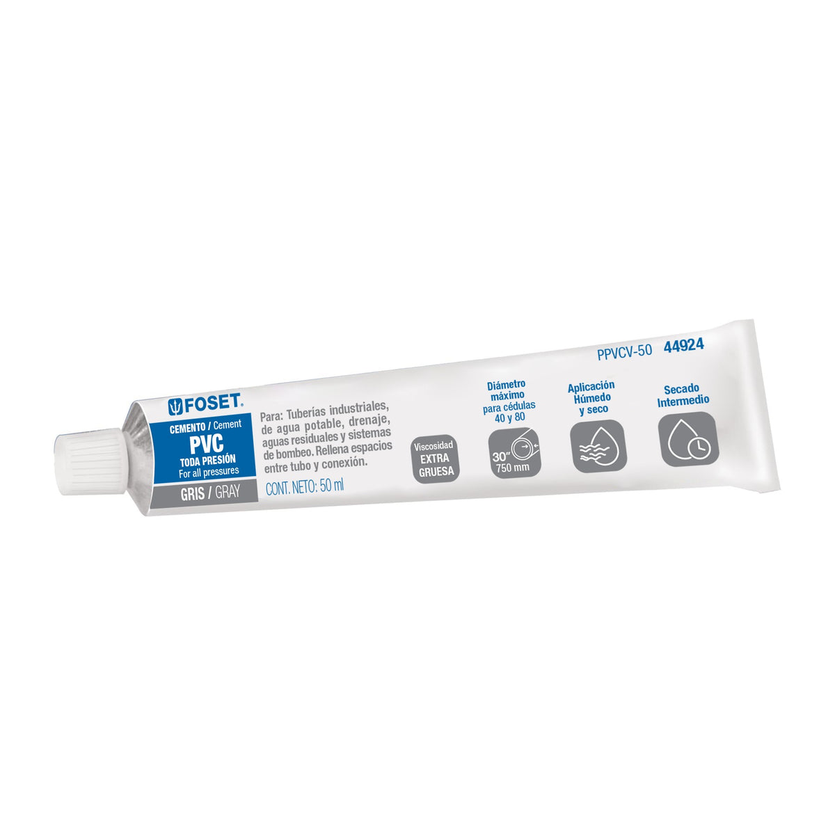 CEMENTO PVC EXTRA REFORZADO GRIS FOSET 44924 PPVCV-50