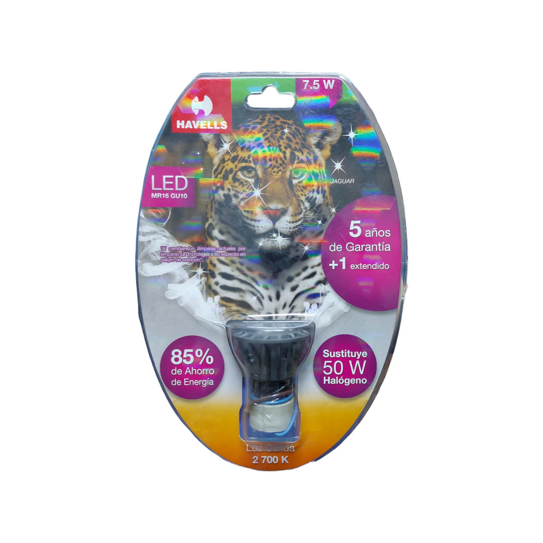 FOCO GU10 7.5W CALIDA (NO DIMMEABLE) 2700K 127V