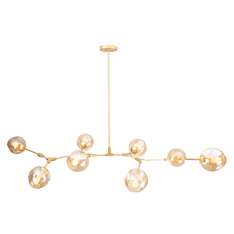 Candil Colgante Suspendido SAKURA Dorado de 8 Luces 60W E27 Q16068-GD Esferas Quor