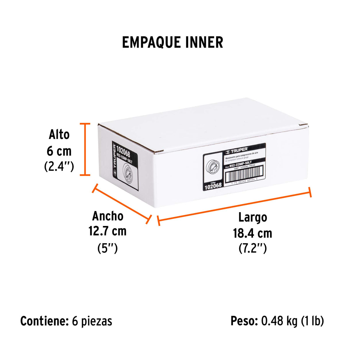 Manómetro para compresores Grupo 2, TRUPER, Truper, SKU 102068 — vista 6