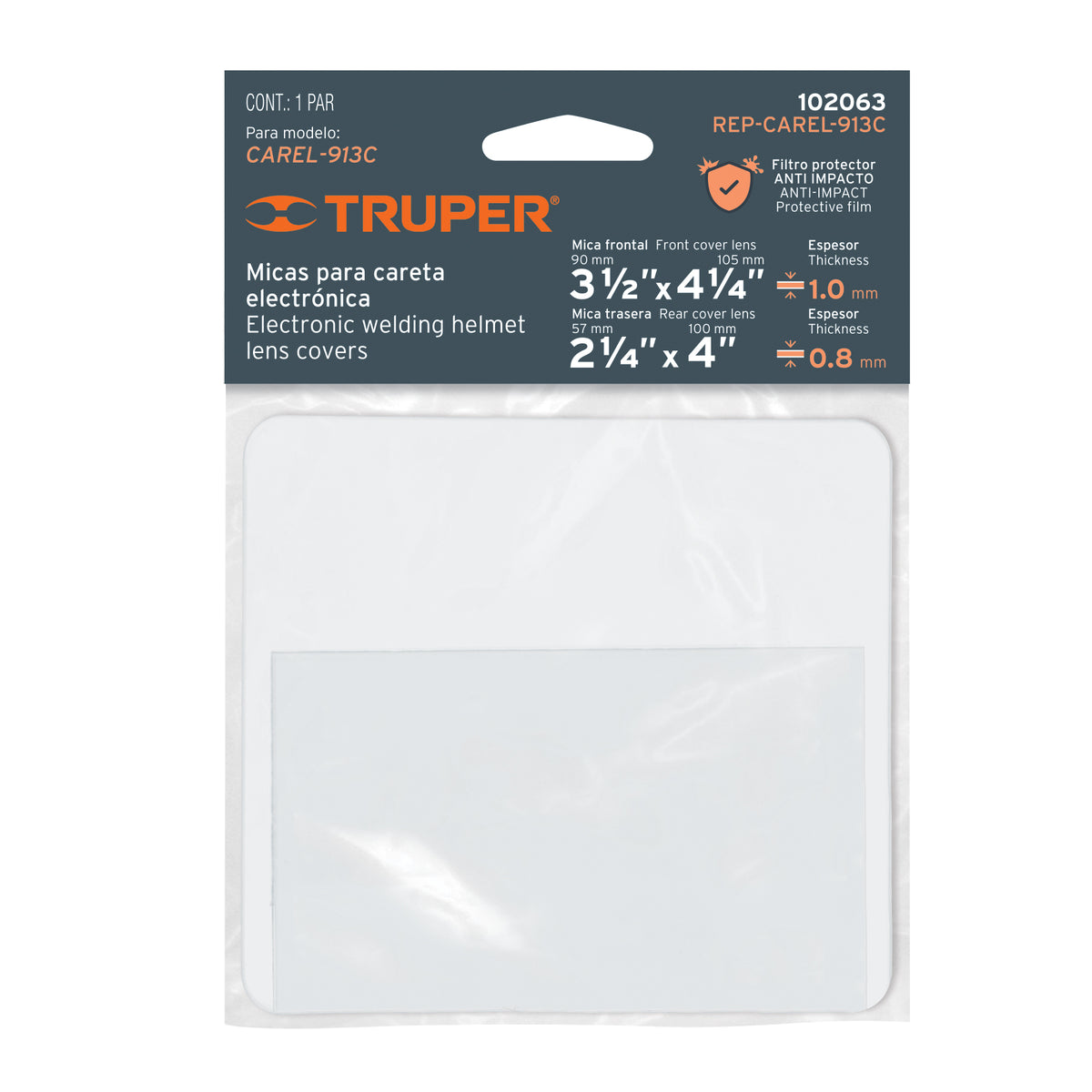 Bolsa con 2 micas para careta CAREL-913C, TRUPER — foto oficial 2