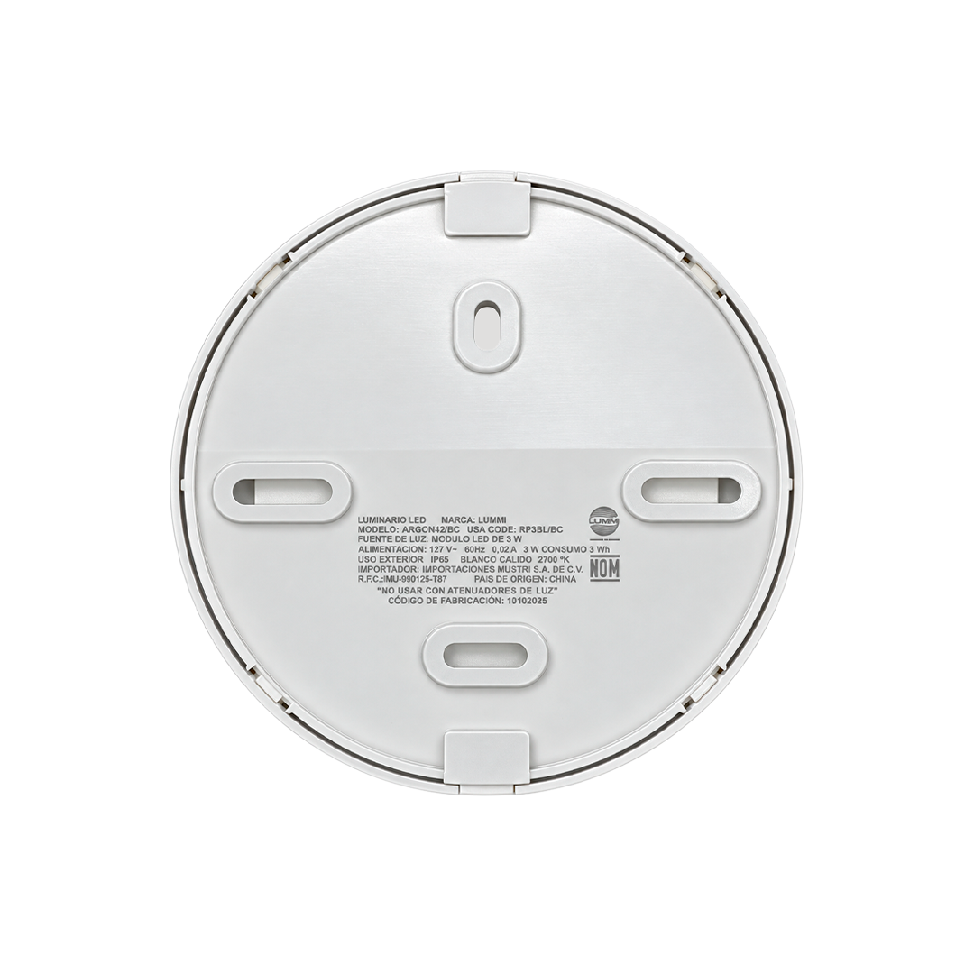 LÁMPARA CORTESÍA LED CIRCULO BLANCO 11CM 3W 30K LUZ CÁLIDA LUMMI RP3BL/BC