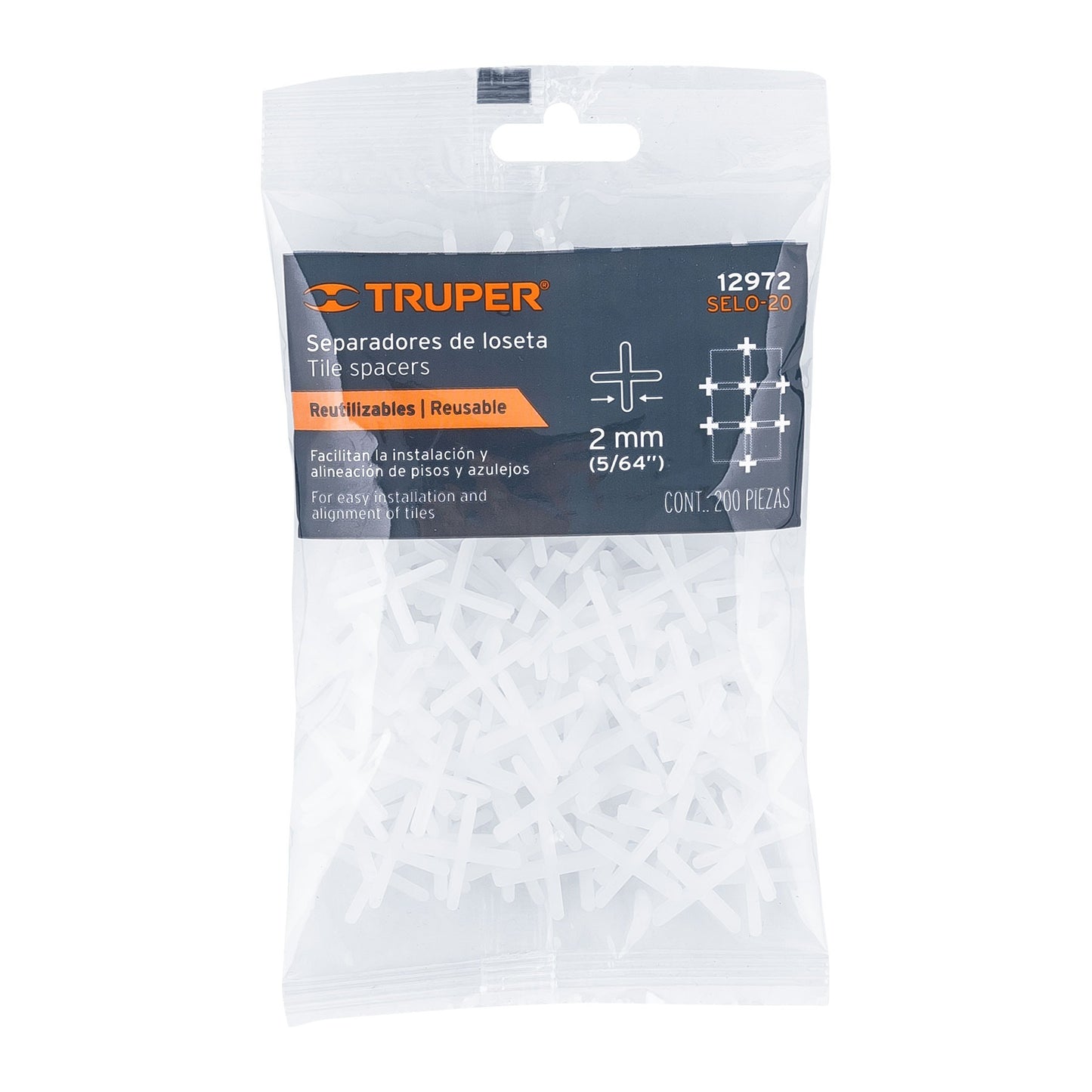 SEPARADORES DE LOSETAS 2 MM BOLSA 200 PIEZAS TRUPER 12972 SELO-20