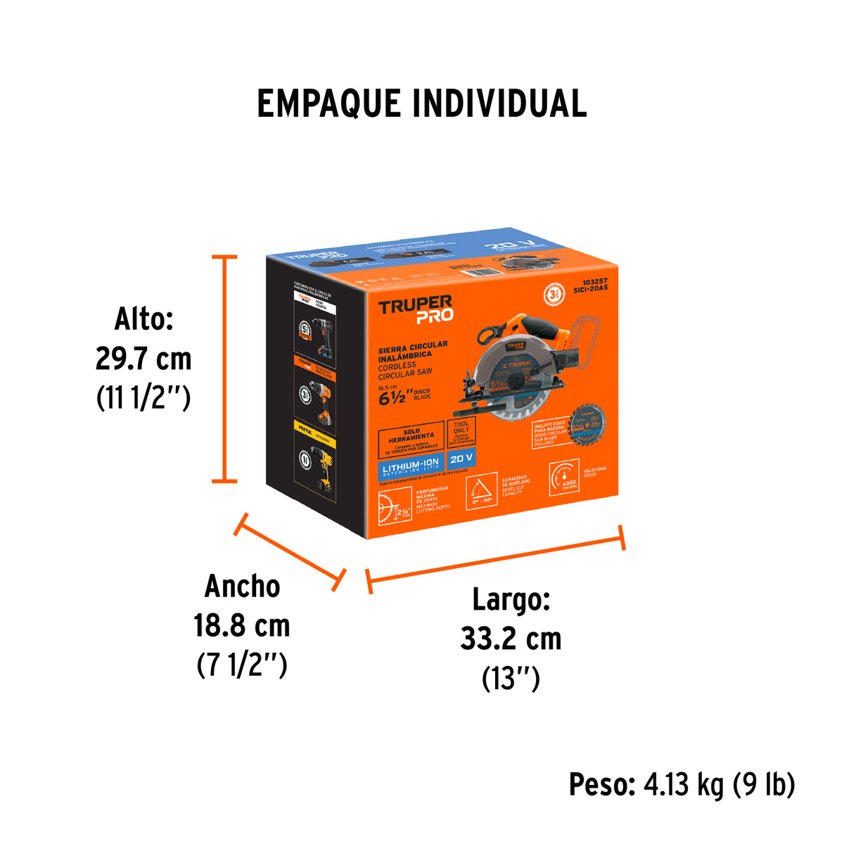 Sierra circular 6-1/2', 20V, sin accesorios, TRUPER PRO, Truper, SKU 103257 — vista 5