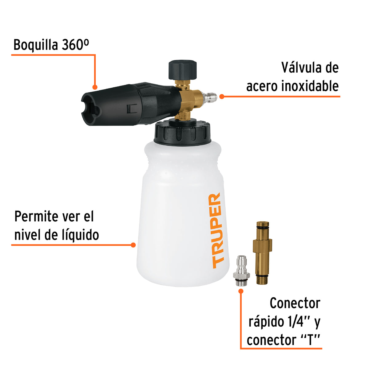 Dispensador con cañón lanza espuma para hidrolavadora, Truper, SKU 102403 — vista 3