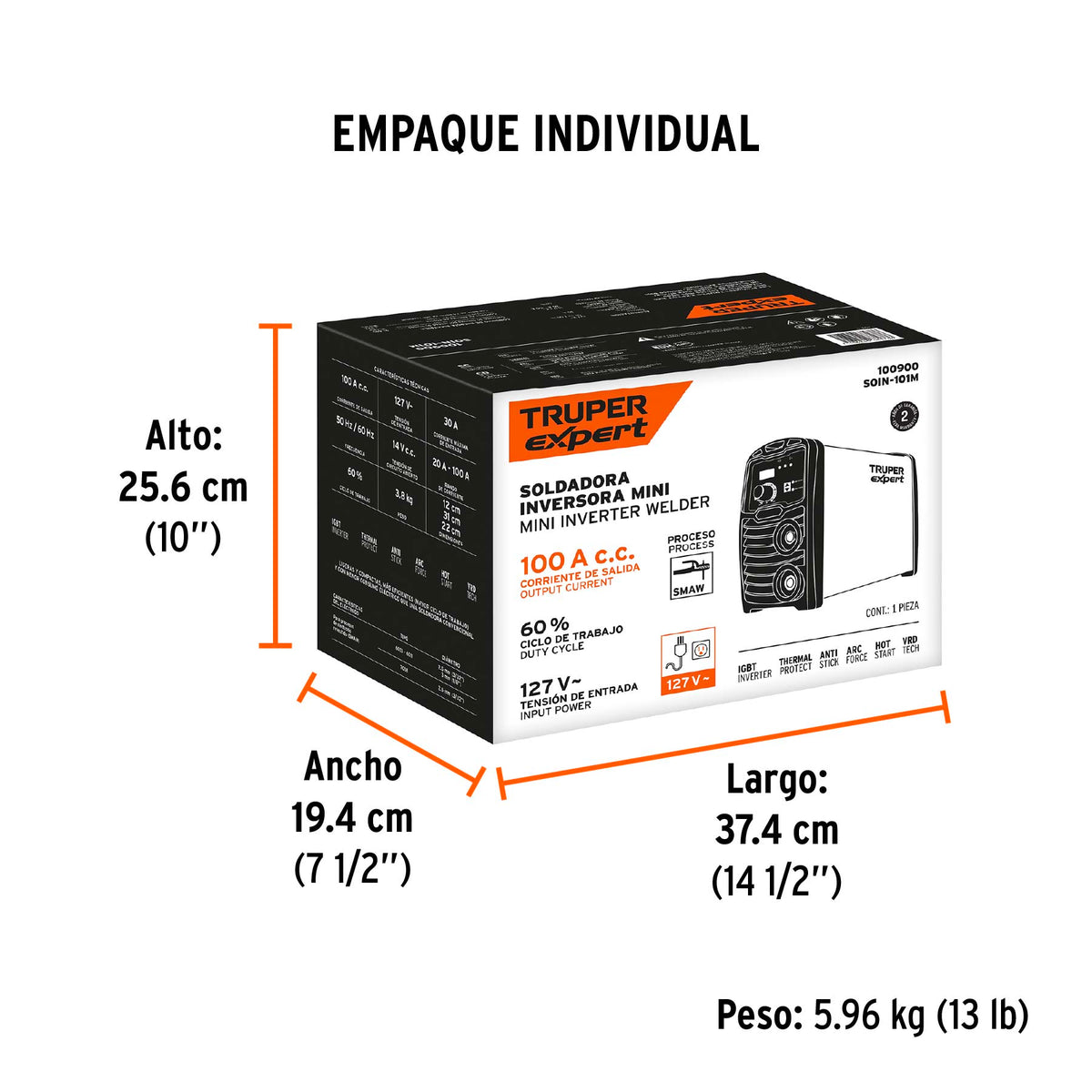 Mini soldadora inversora 100A, 127V, TRUPER EXPERT, Truper, SKU 100900 — vista 5