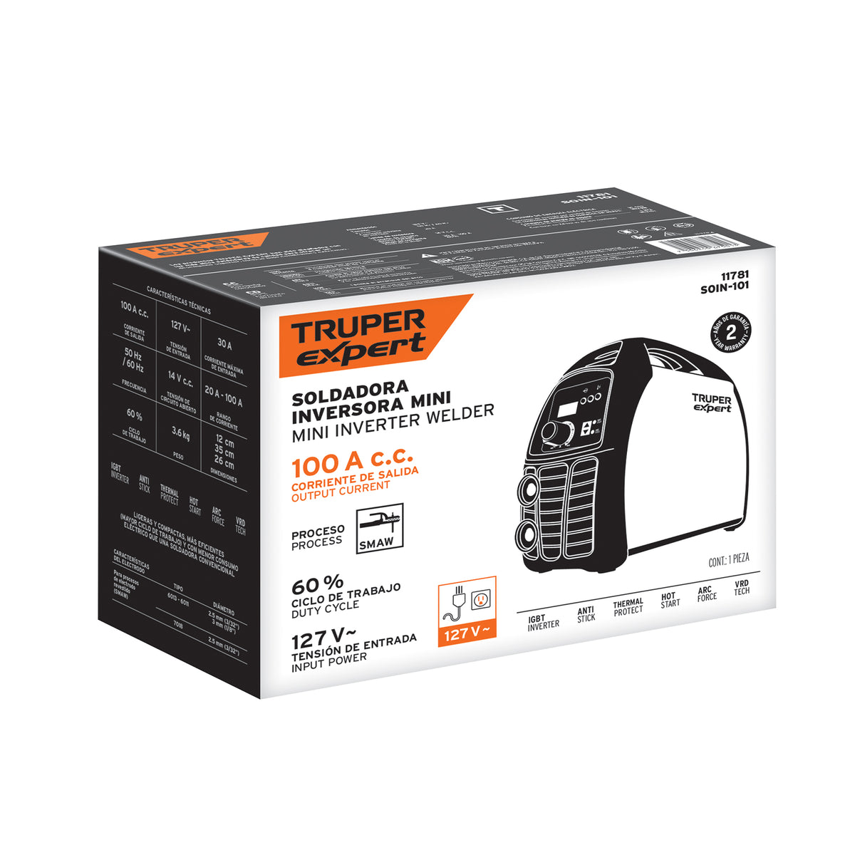 Soldadora inversora 100A 127V TRUPER EXPERT — foto oficial 2