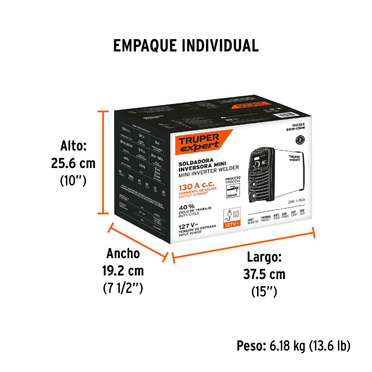 Mini soldadora inversora 130A, 127V, TRUPER EXPERT, Truper, SKU 102322 — vista 5