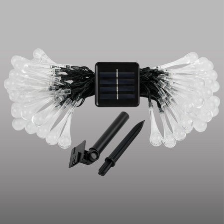 SERIE DE LUCES FORMA DE GOTA CON PANEL SOLAR