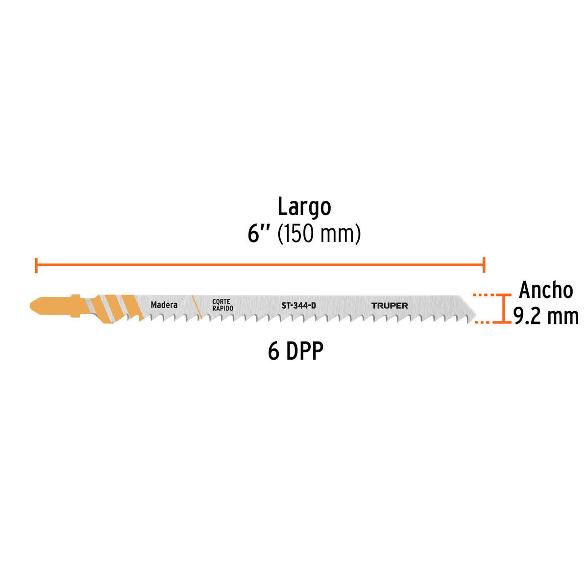 Blíster 5 seguetas T, 6 DPP HCS, corte recto rápido/madera, Truper, SKU 103046 — vista 3