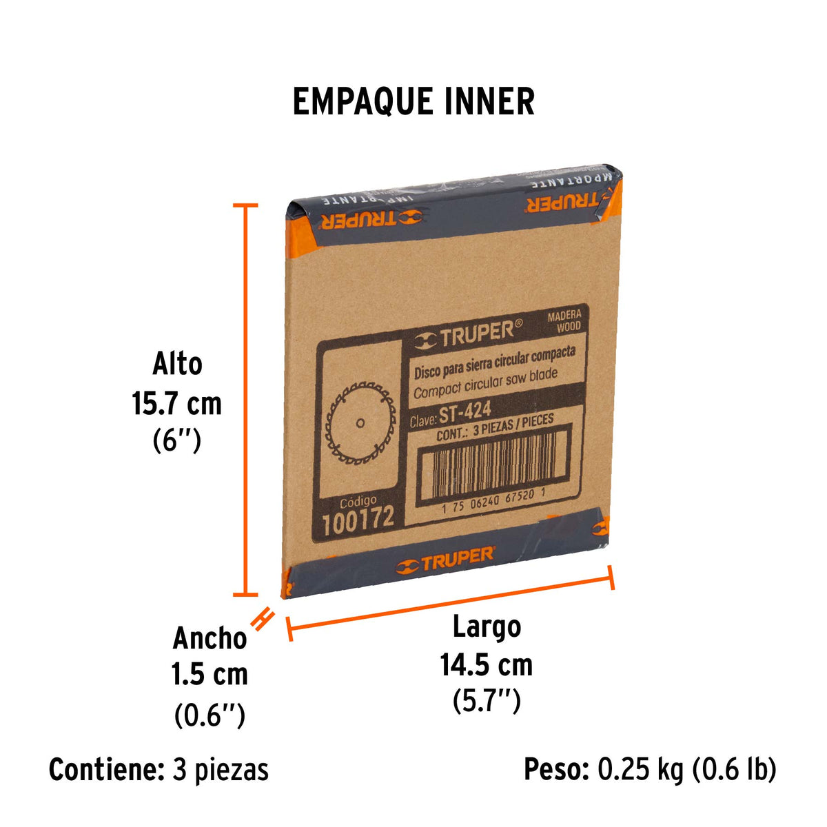 Disco sierra 4-1/2' para madera, 24 dientes centro 3/8', Truper, SKU 100172 — vista 6