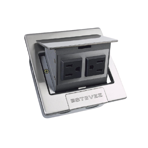 CONTACTO DUPLEX DE PISO PLATA CAJA DE EMPOTRAR 125V