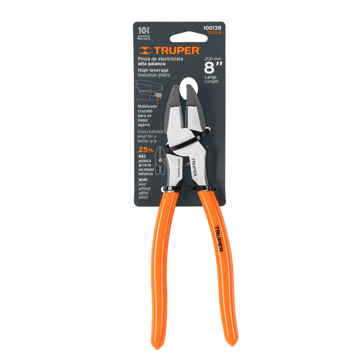Pinza para electricista 8 alta palanca mango PVC, TRUPER — foto oficial 2
