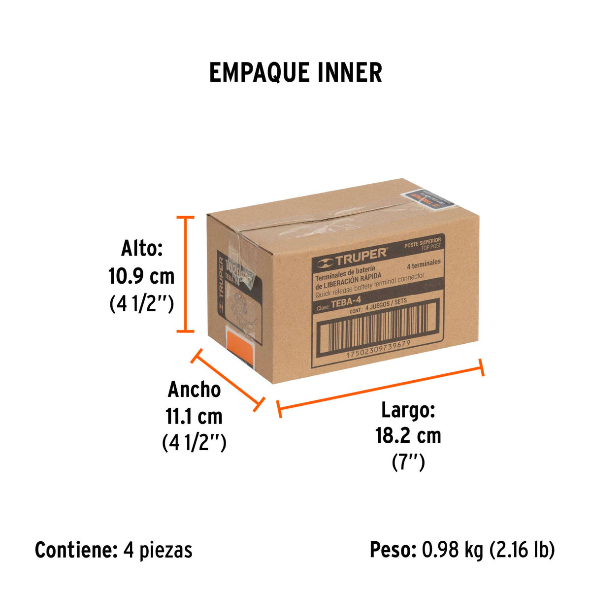 Blíster 2 terminales p/batería, desconexión rápida, TRUPER, Truper, SKU 102946 — vista 6