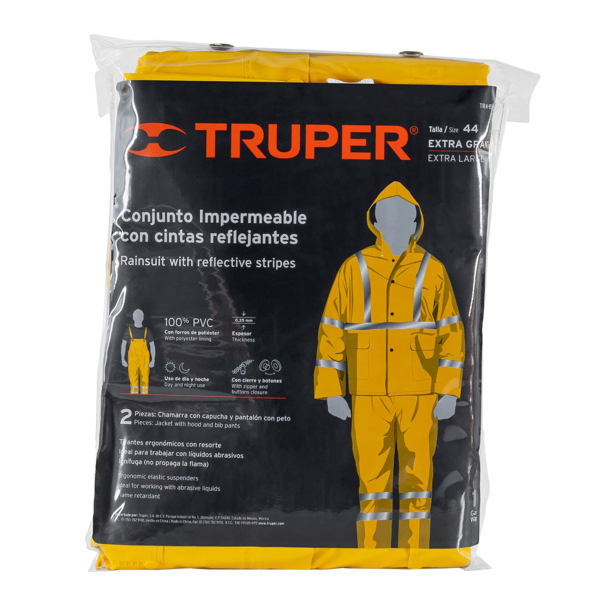 Conjunto impermeable doble capa amarillo con reflejante XG — foto oficial 2