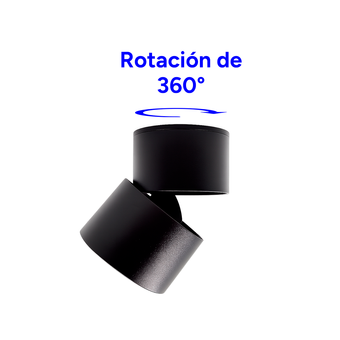 LÁMPARA LED DIRIGIBLE SOBREPONER CILINDRO CON ROTACIÓN NEGRO 10W CCT MULTI TEMPERATURA ARTLITE ADE-703