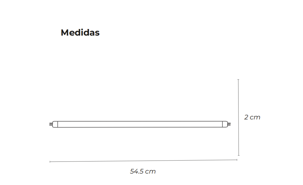 TUBO DE LED T8 54.5CMS CONEXIÓN DE 2 LADOS 10W 100-266V 65K 51377 (EXCLUSIVO PARA GABINETE 51376)