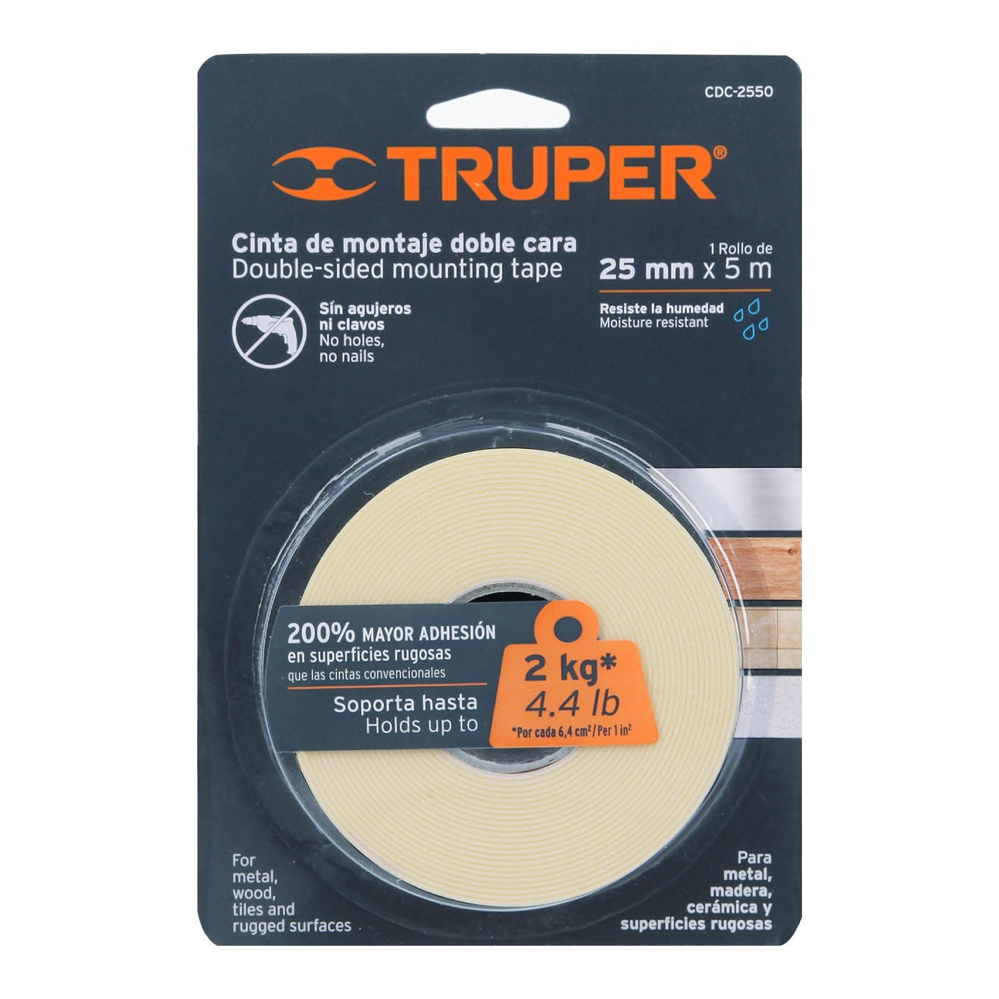 CINTA DE MONTAJE DOBLE CARA 19MM X 1.5M TRUPER 11724 CDC-1915