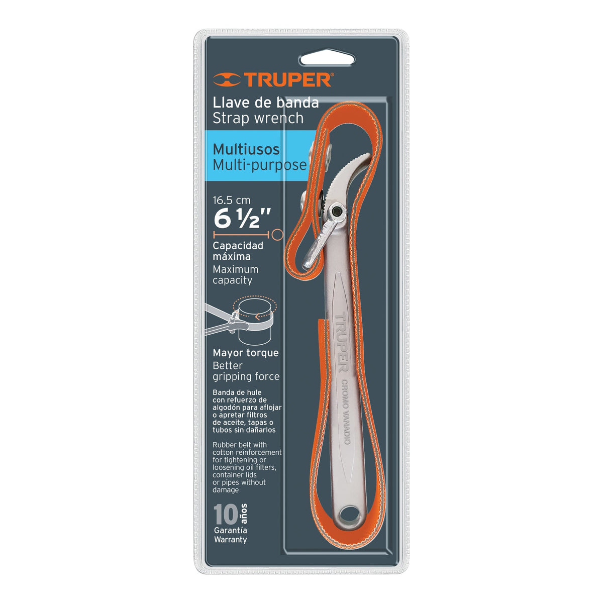 LLAVE DE BANDA DE HULE 1-1/2' A 6-1/2' PARA FILTRO DE ACEITE 15818 LLB-10 - vista adicional