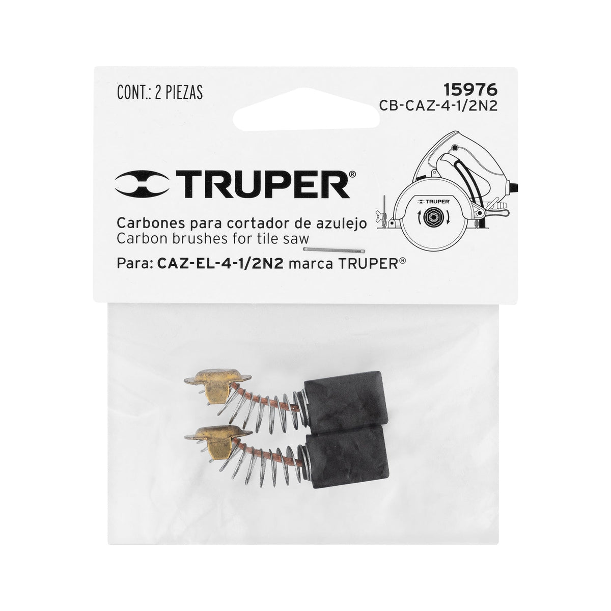 BOLSA CON 2 CARBONES DE REPUESTO PARA CAZ-EL-4-1/2N TRUPER 15976 CB-CAZ-4-1/2N2 - vista adicional