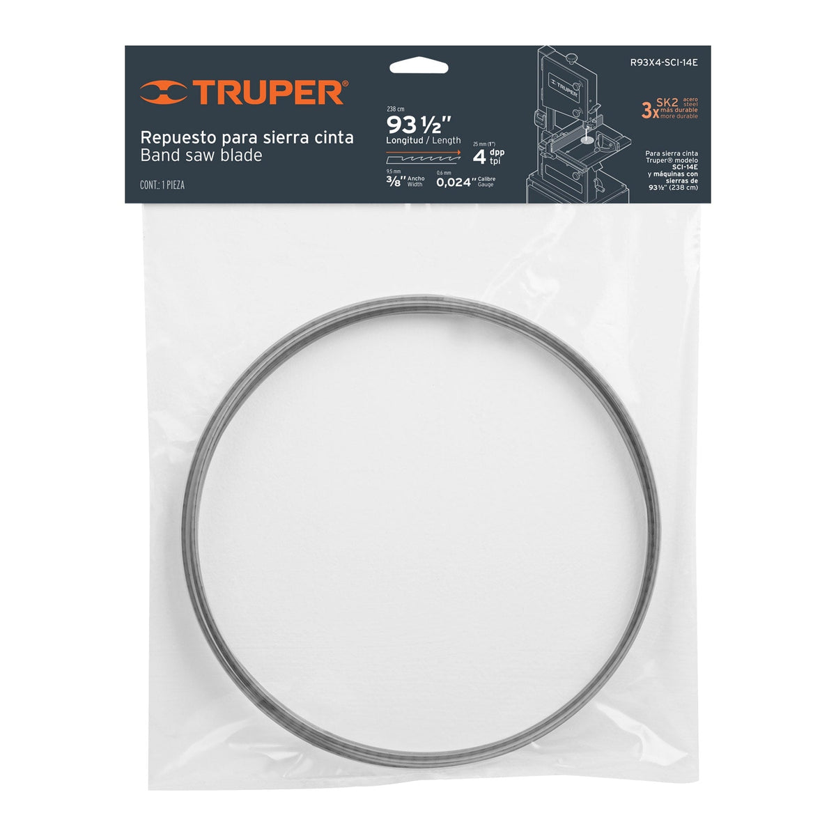 REPUESTO PARA SIERRA CINTA SCI-14E 93' X 4 DPP TRUPER 16287 R93X4-SCI-14E
