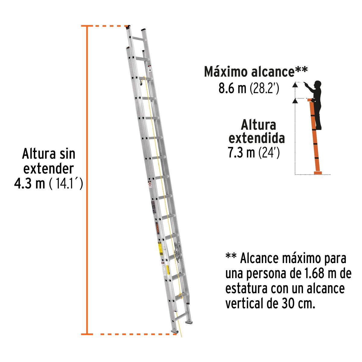 ESCALERA DE EXTENSIÓN TIPO III 28 ESCALONES TRUPER 16748 ESE-28