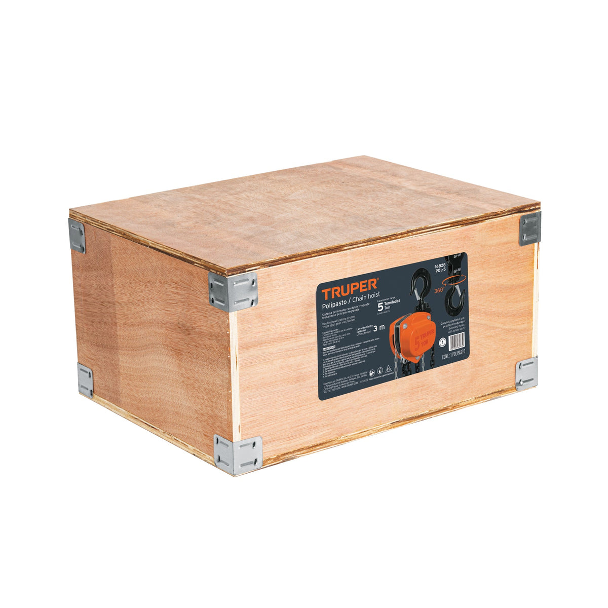 POLIPASTO INDUSTRIAL DE CADENA 5 TONELADAS TRUPER 16828 POL-5