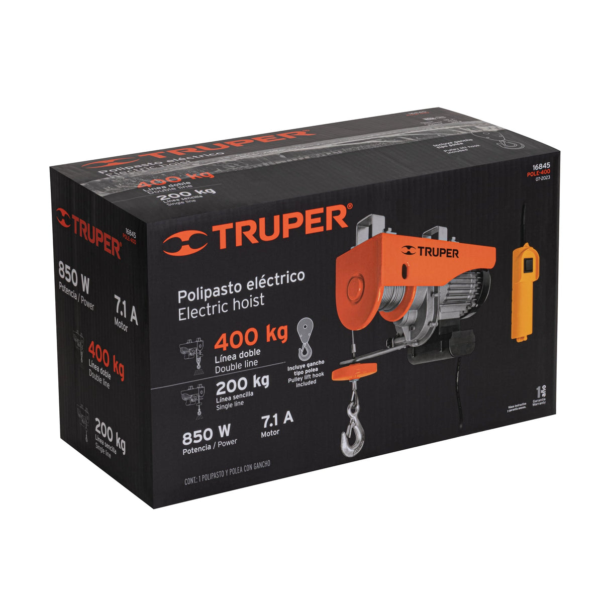 POLIPASTO ELÉCTRICO DE 400 KG TRUPER 16845 POLE-400