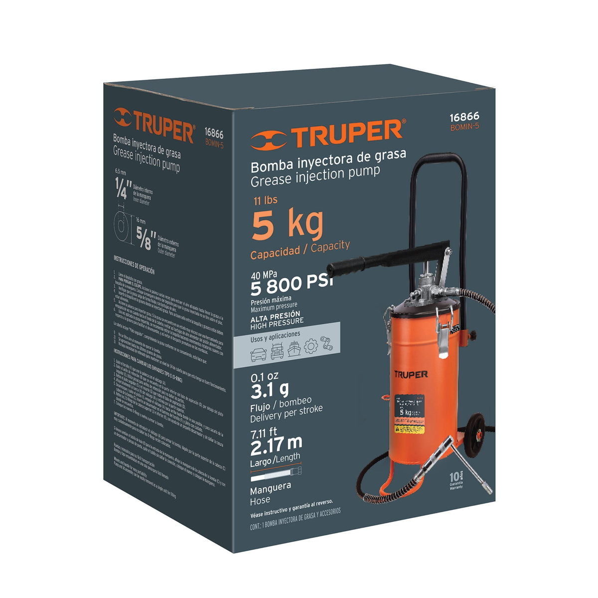BOMBA INYECTORA DE GRASA 5 KG TRUPER 16866 BOMIN-5