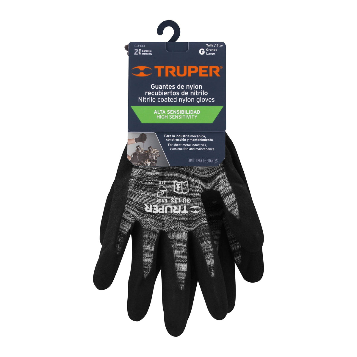 GUANTES DE NYLON RECUBIERTOS DE NITRILO ARENOSO G TRUPER 17065 GU-133
