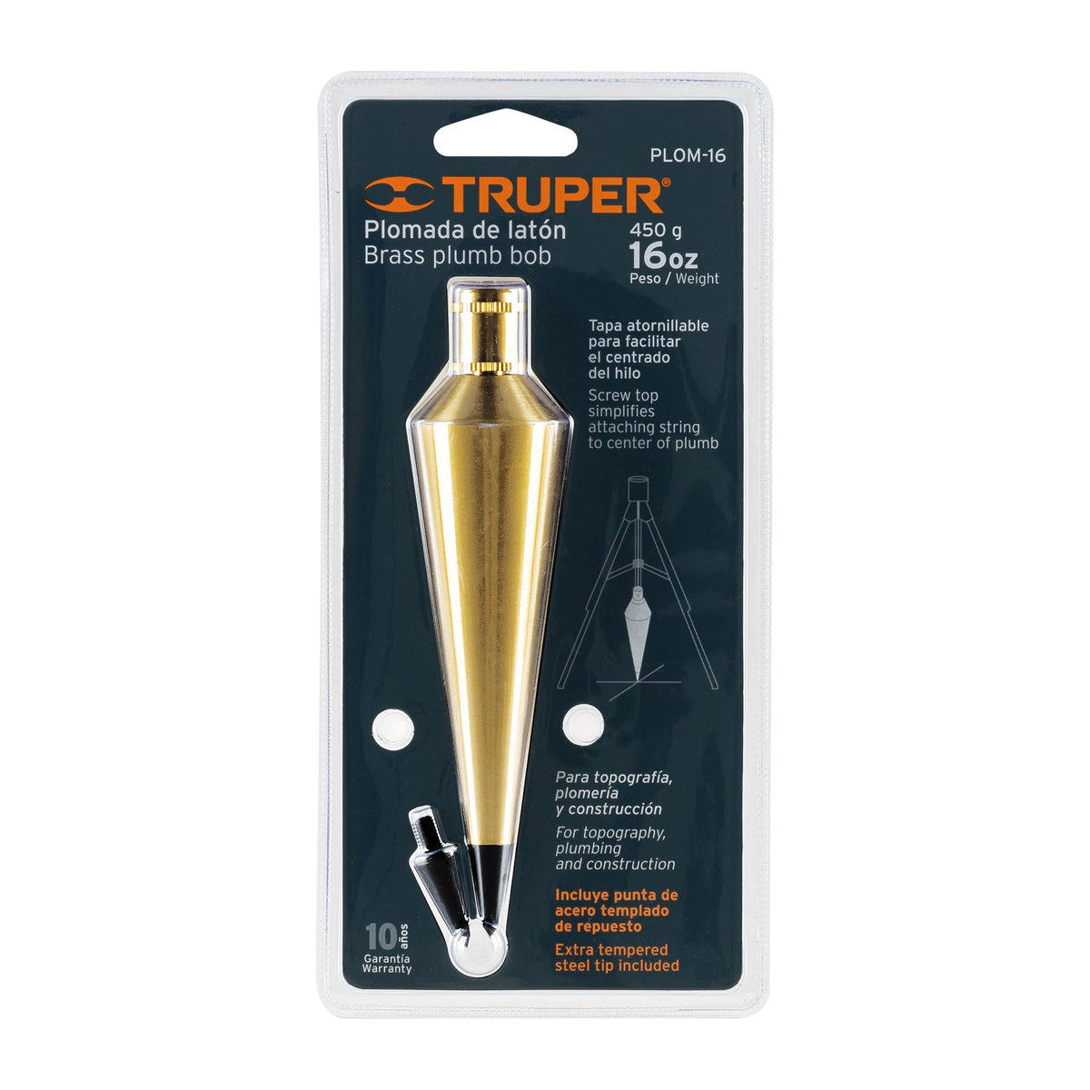 PLOMADA DE LATÓN 16 OZ TRUPER 17072 PLOM-16