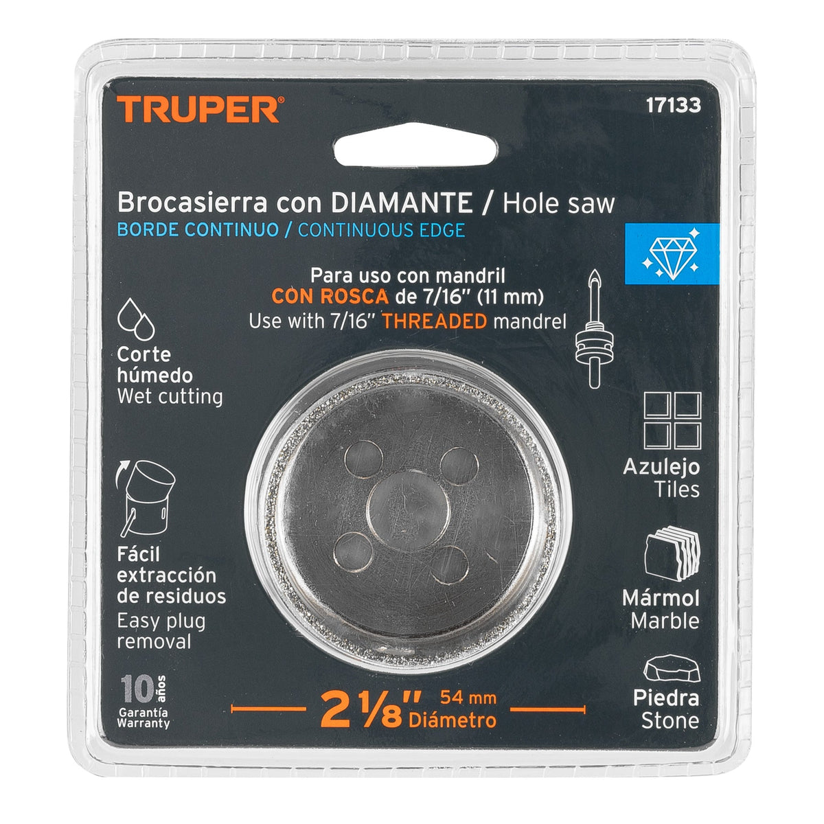 BROCASIERRA DIAMANTE 2-1/8' BORDE CONTINUO TRUPER 17133 COAZ-2-1/8