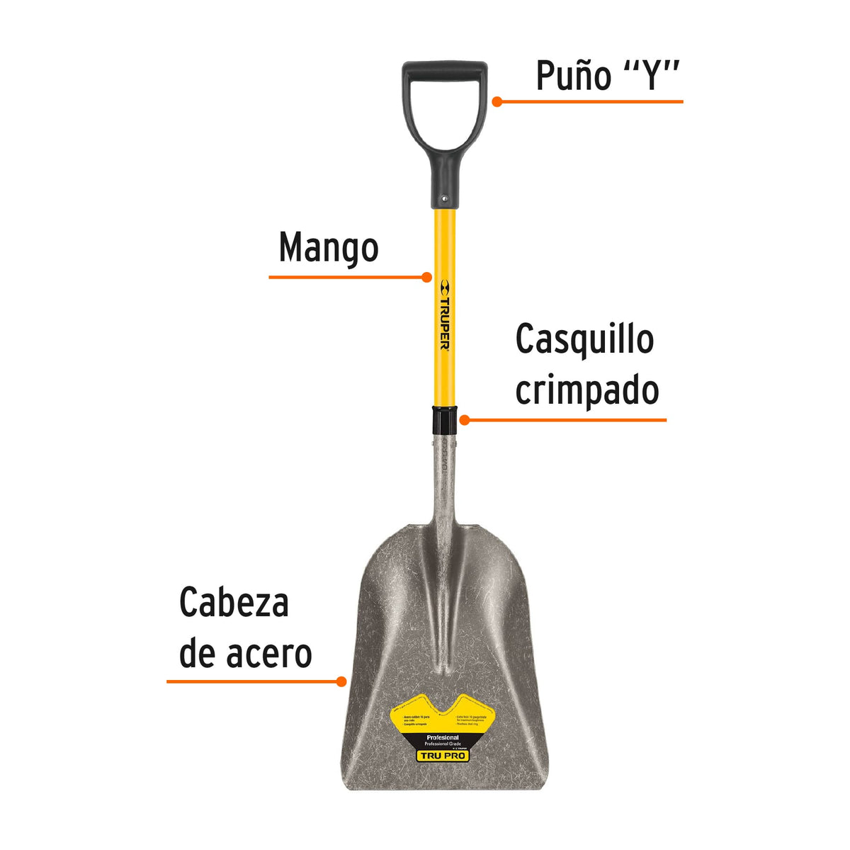 PALA CARBONERA TRU PRO PUÑO 'Y' MANGO DE FIBRA DE VIDRIO 17153 PCAY-F