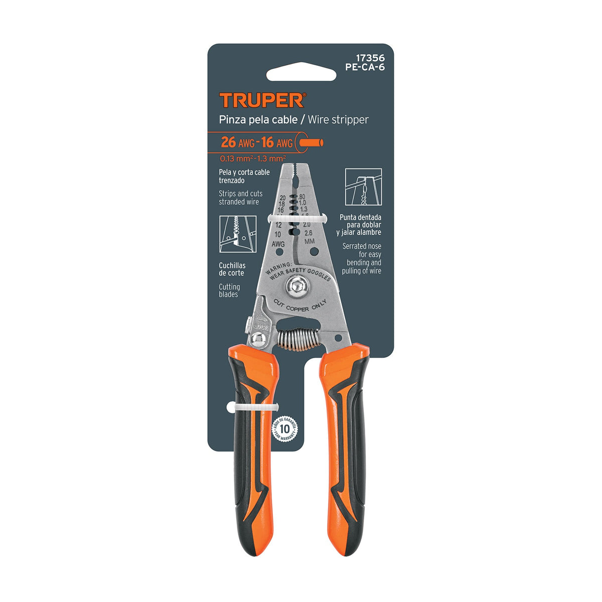 PINZA 6' PELA CABLES 26 A 16 AWG TRUPER 17356 PE-CA-6