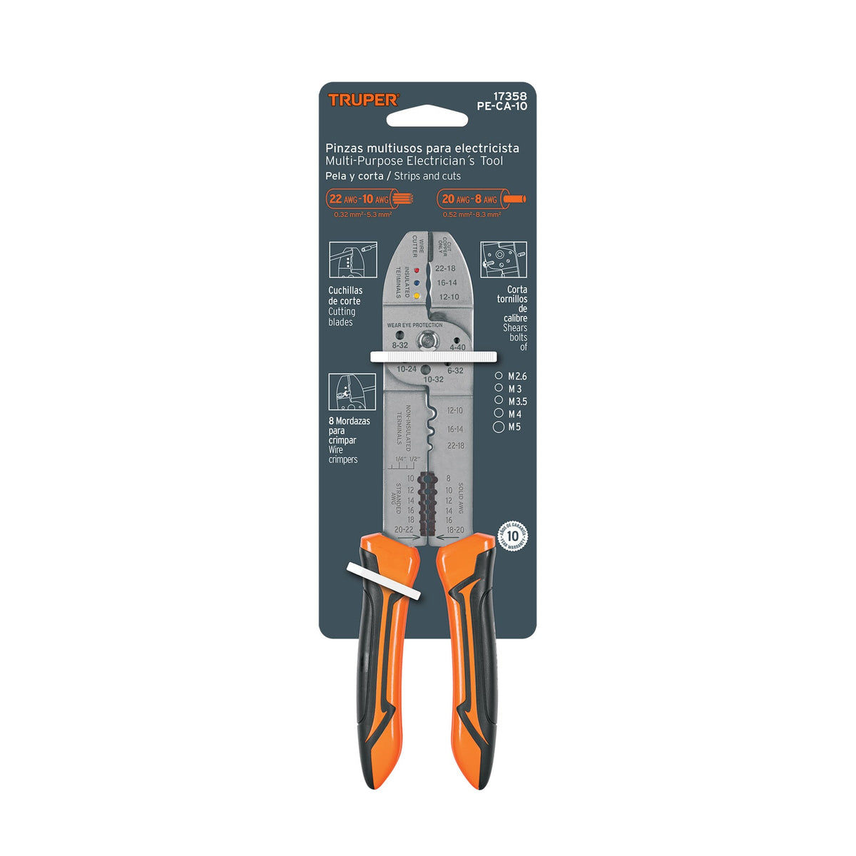 PINZA 10' PELA CABLES 20 A 10 AWGTRUPER 17358 PE-CA-10