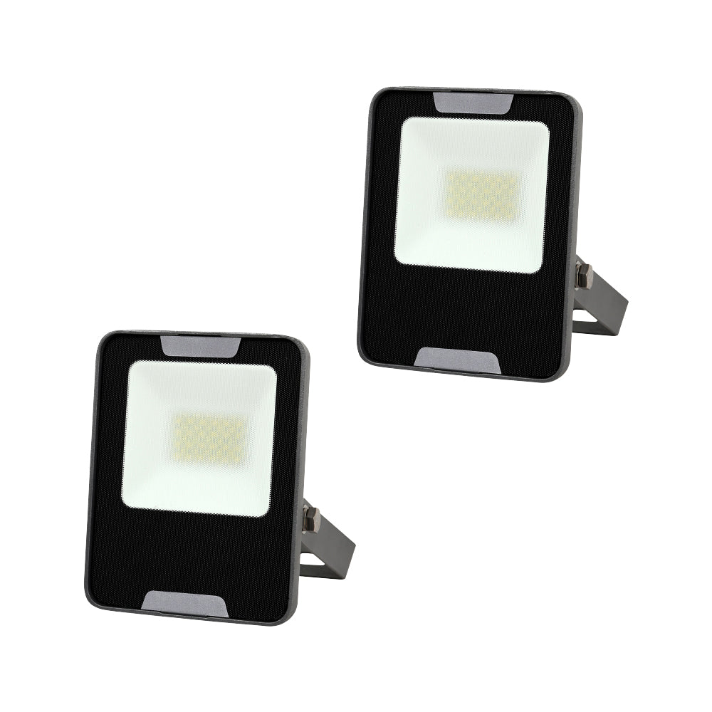 KIT DE 2 PIEZAS DE REFLECTORES LED PARA EXTERIORES DE SOBREPONER NEGROS ZIBAL II 20W 100-240V 1600LM 65K 20LQLEDT65MVN-2P