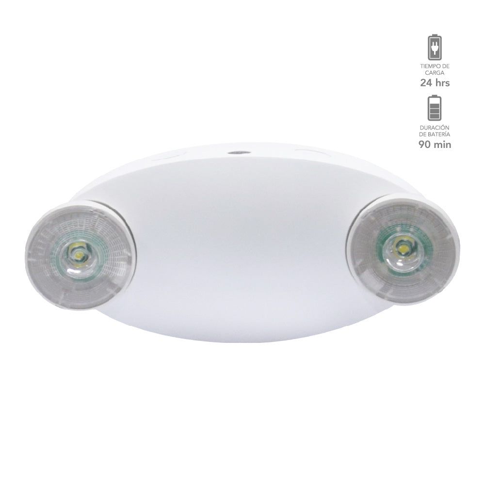 LUMINARIA DOBLE DE EMERGENCIA LED 4W 100-277V 6500K 4EMLED2H20MV65B LAMPARA EMERGENCIA TECNOLITE