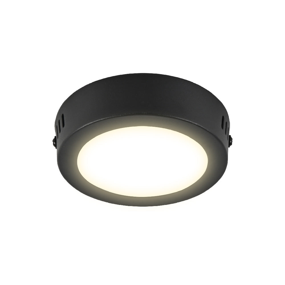 PLAFON REDONDO LED DE SOBREPONER PARA INTERIORES DE TECHO NEGRO 6W 100-240V 30K 6PTLLEDR30MVN