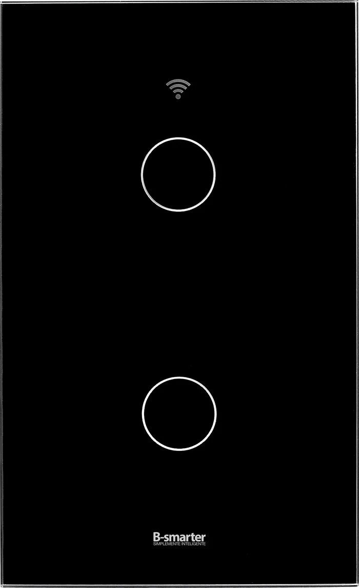 INTERRUPTOR SMART DOBLE NEGRO SIN NEUTRO 600W 100-240V S22100TM APAGADOR INTELIGENTE DOBLE WIFI NO REQUIERE CABLE NEGRO