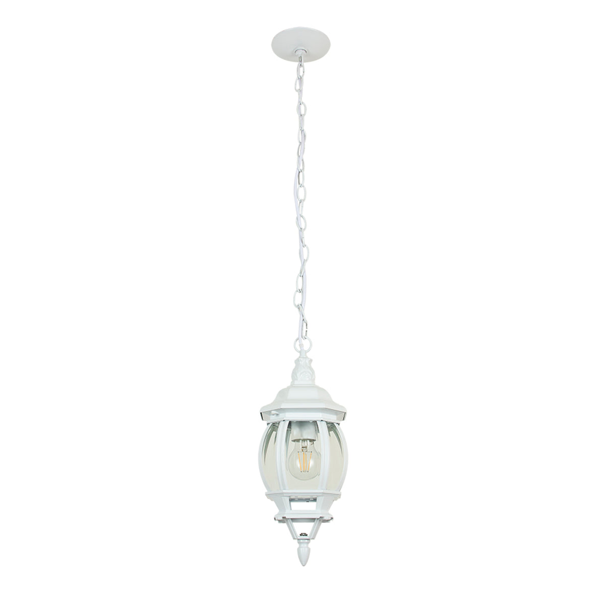 FAROL SUSPENDIDO PARA EXTERIORES DE TECHO BLANCO SIENA II 100-240V E27 FTL-7356/B