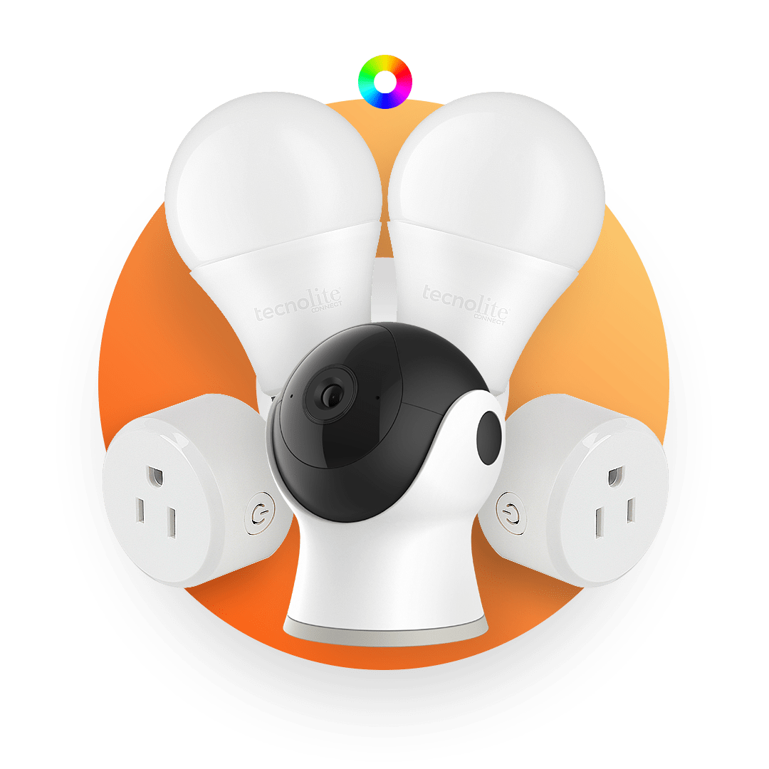 KIT SMART 1 CAMARA 2 FOCOS RGB E27 2 CLAVIJAS KITDOBATCW